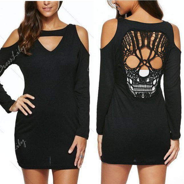 Off Shoulder Skull Dress