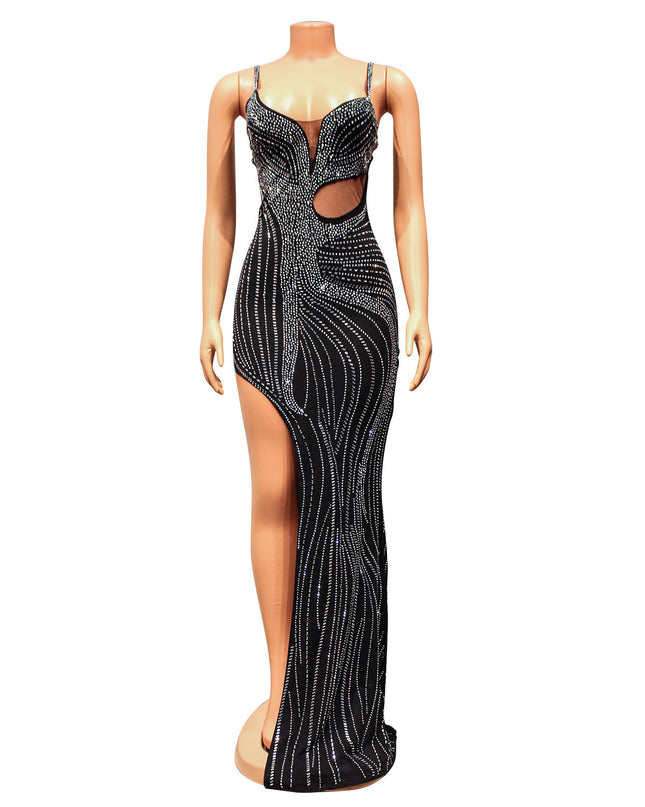Mesh Rhinestone Slip Dress
