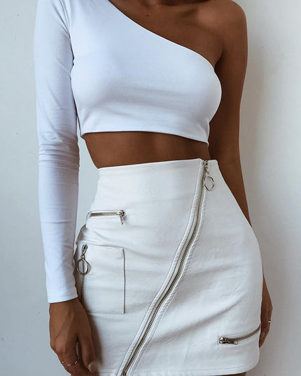 Zip A-Line Hip Skirt