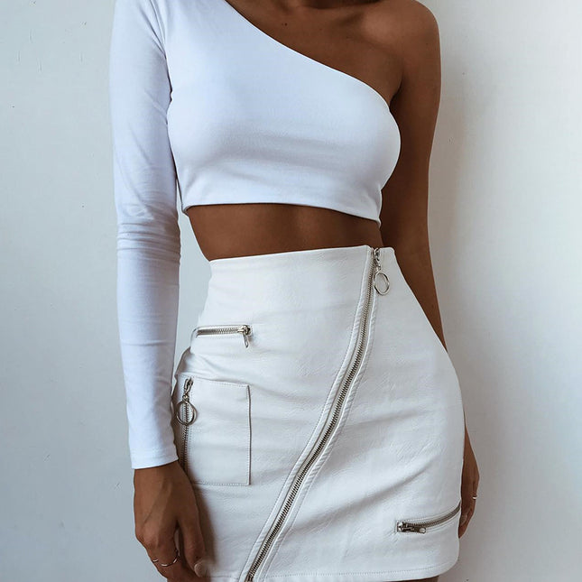 Zip A-Line Hip Skirt