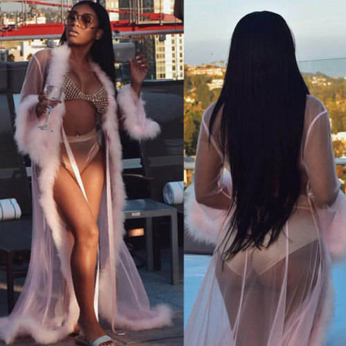 Sheer Fur Lingerie Robe