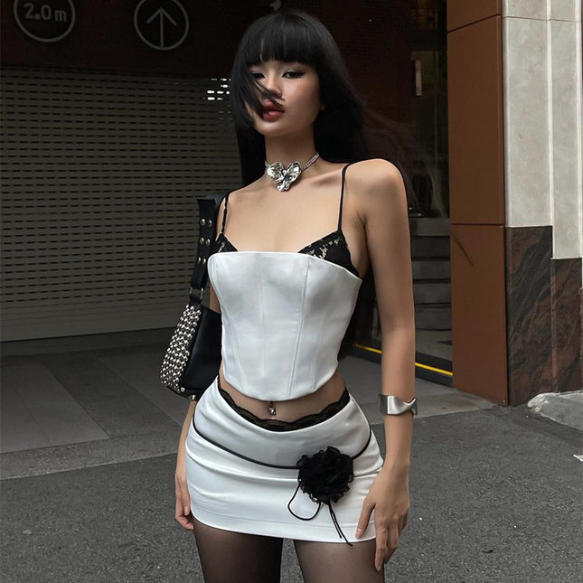 Splicing Skirt & Top Set