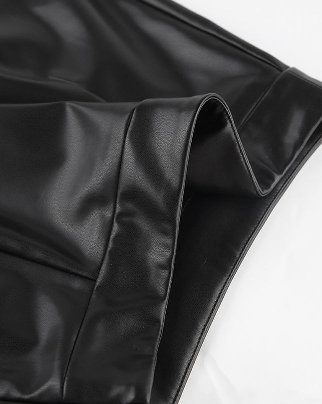 Leather Slit High Waist Skirt