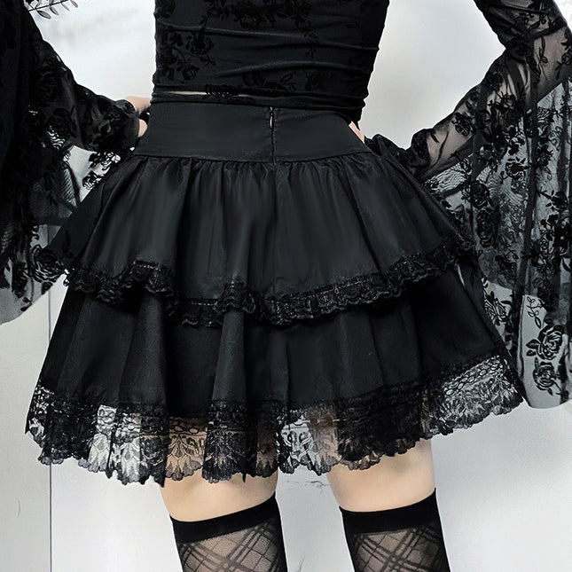 Chain Cross Double Layer Gothic Skirt