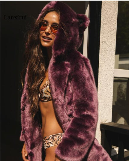 Faux Fur Hooded Coat