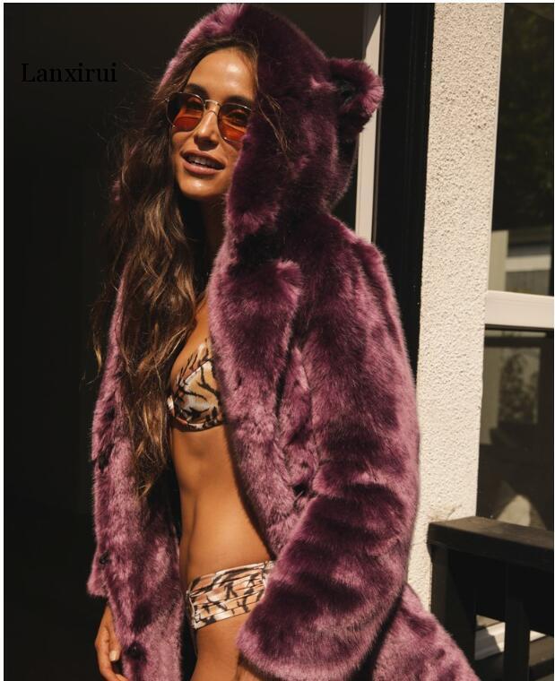Faux Fur Hooded Coat