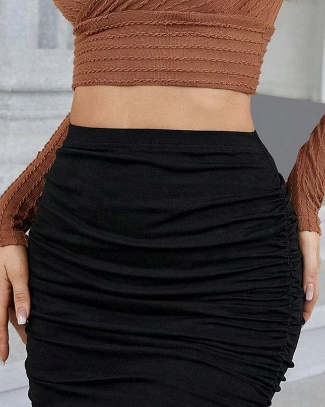 Solid Color Tight Pencil Skirt
