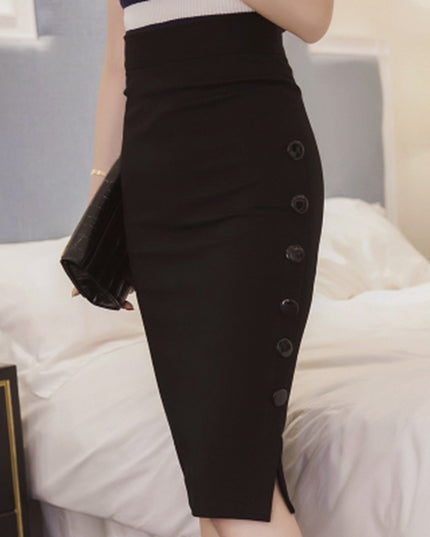 Slit Button Long Skirt