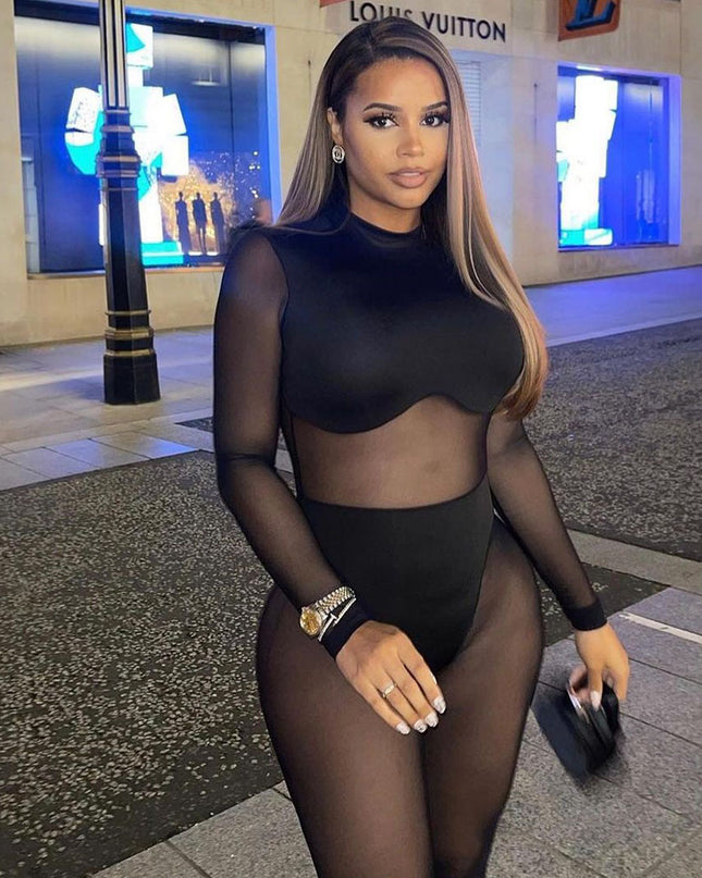 Mesh See Through Jumpsuit