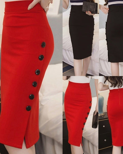 Slit Button Long Skirt
