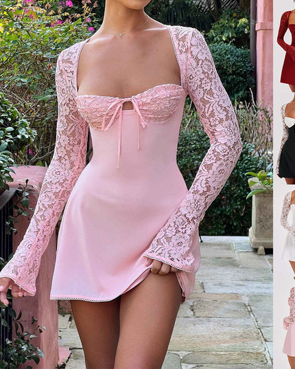 Y2K Lace Long Sleeve Dress