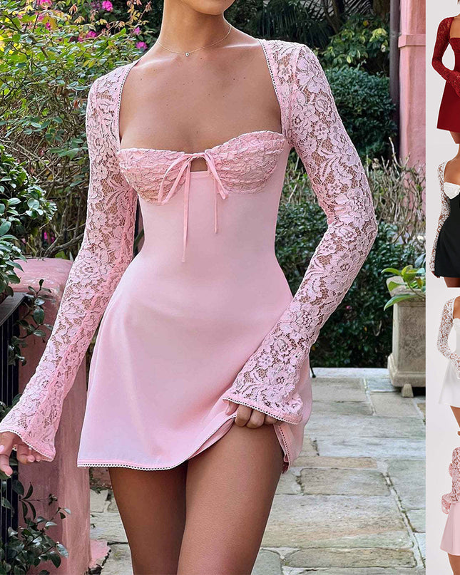 Y2K Lace Long Sleeve Dress