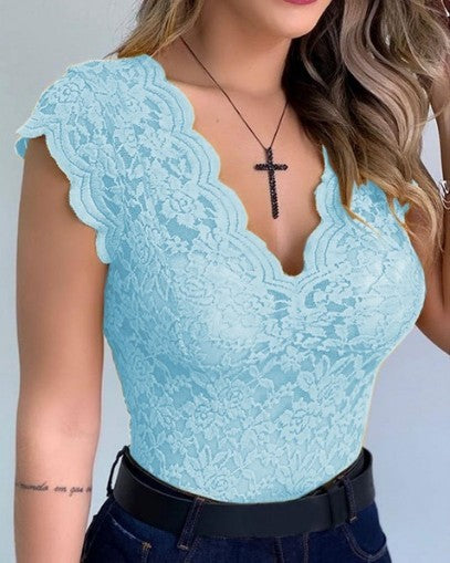 V Neck Lace Vest Top
