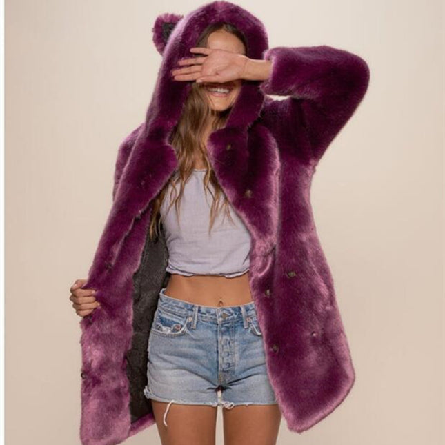 Faux Fur Hooded Coat