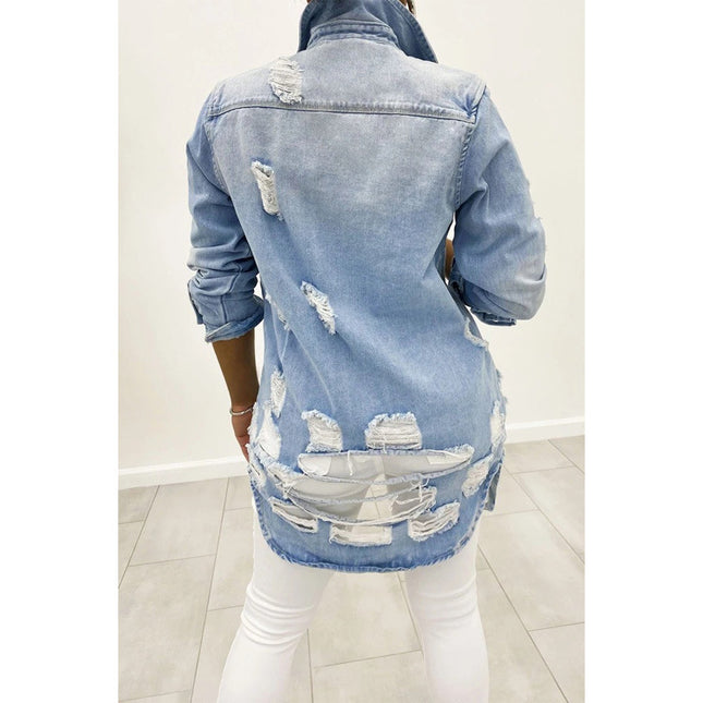Cross-Border Ripped Denim Jacket