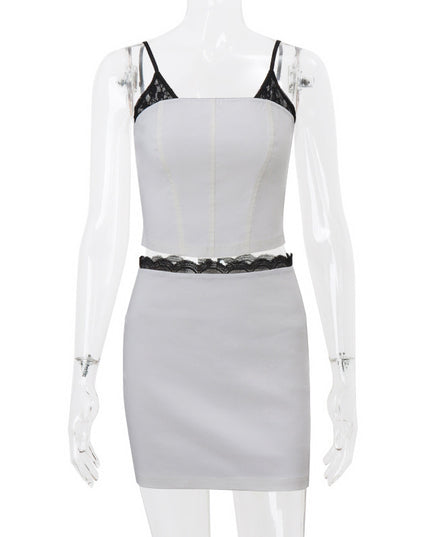 Splicing Skirt & Top Set