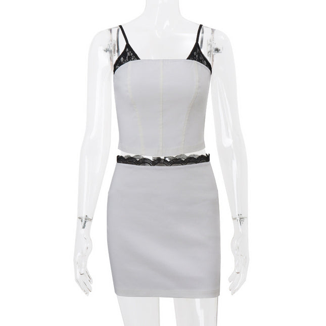Splicing Skirt & Top Set