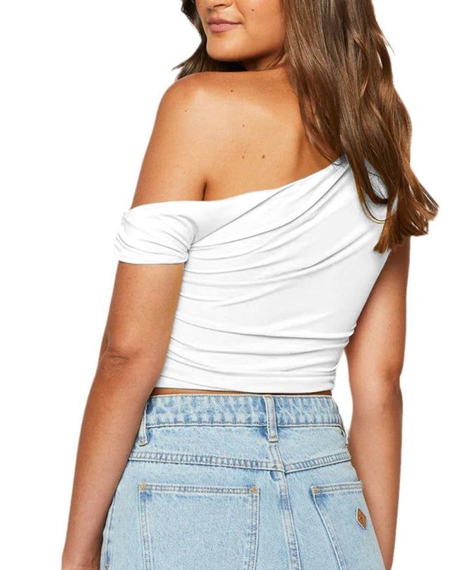 Off Shoulder Solid Color Tank