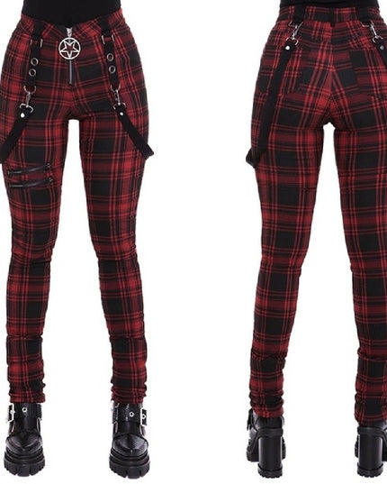 Punk Plaid High Waste Pants