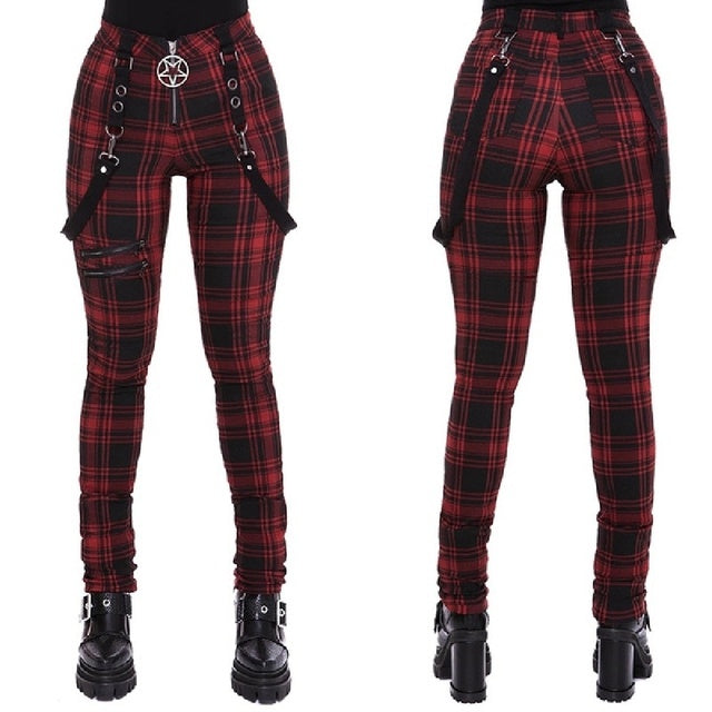Punk Plaid High Waste Pants