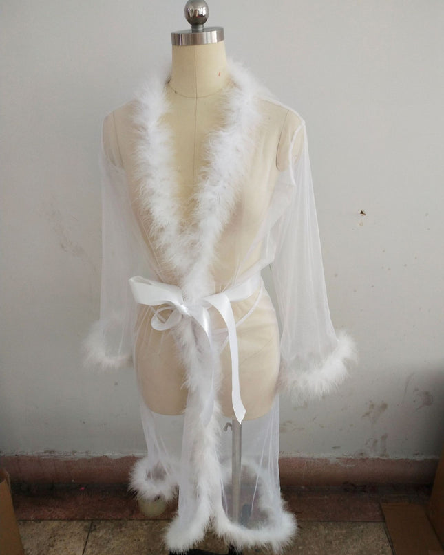 Sheer Fur Lingerie Robe