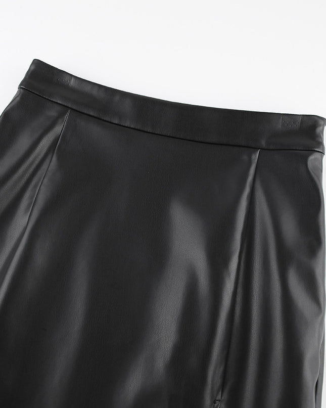 Leather Slit High Waist Skirt