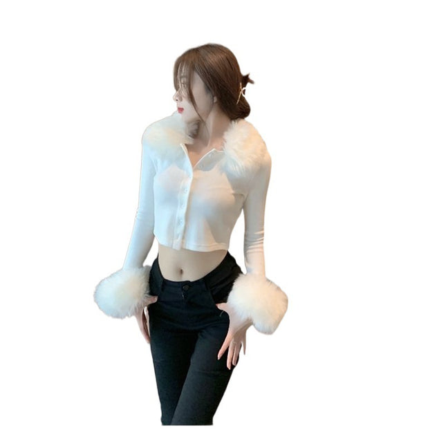 Fur Cuffs Crop Jacket