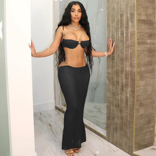 See-Through Bikini Skirt Set