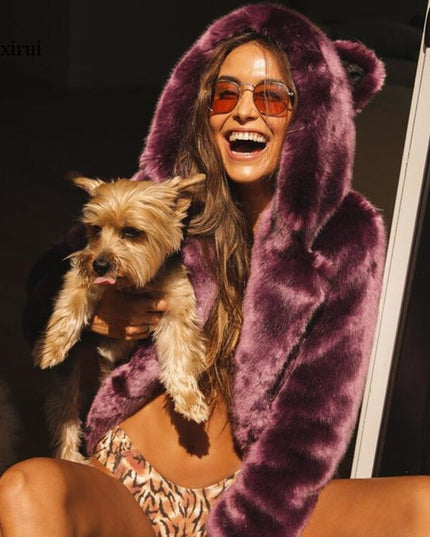 Faux Fur Hooded Coat