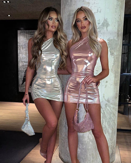 Asymmetric Metallic Dress