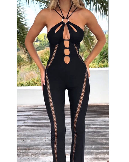 Fashion Halter Slim Hollow Jumpsuit Women