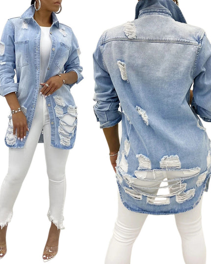 Cross-Border Ripped Denim Jacket