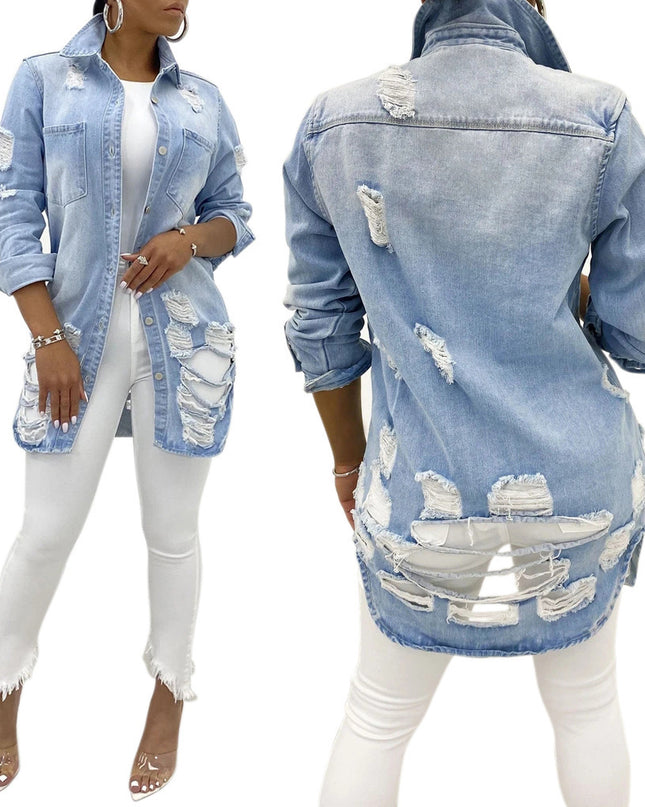Cross-Border Ripped Denim Jacket
