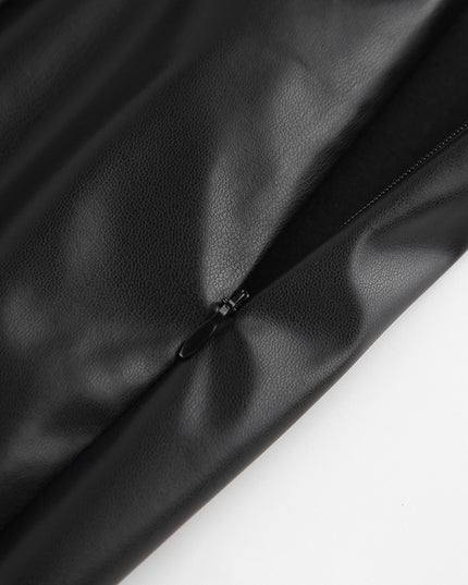Leather Slit High Waist Skirt