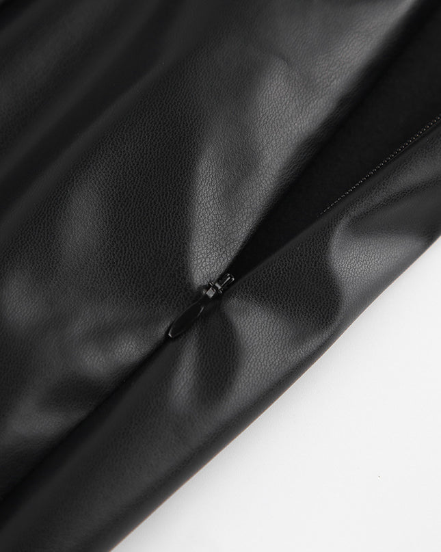 Leather Slit High Waist Skirt