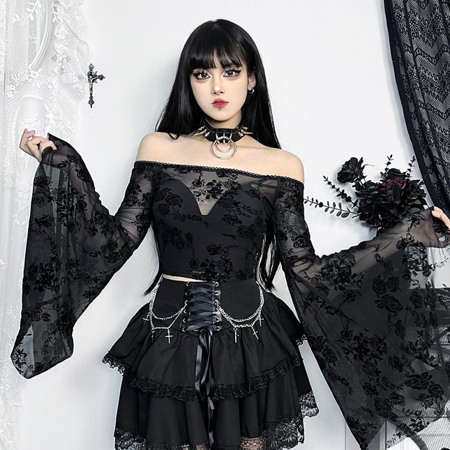 Chain Cross Double Layer Gothic Skirt